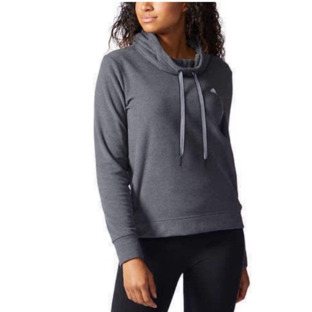 Adidas Women's Grey Cowl Neck Pullover Sweatshirt